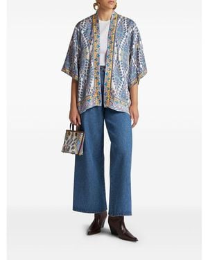 Etro Printed Twill Kesa Robe - Blue