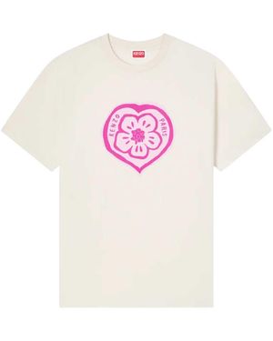 KENZO Loose-Fitting Cotton T-Shirt Boke Heart" - Pink