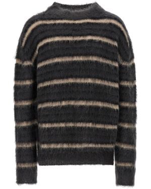 Marni Brushed Mohair Sweater With Gauze Stripe Pattern - Black