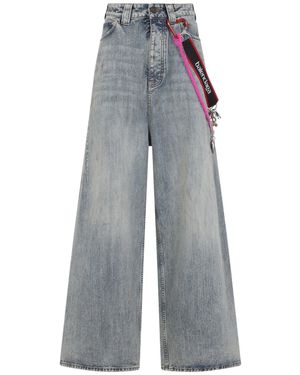 Balenciaga Charms Baggy Cotton Jeans-Donna - Grigio