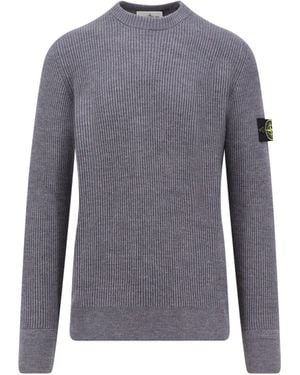 Stone Island Certified Virgin Wool Sweater-Uomo - Blu