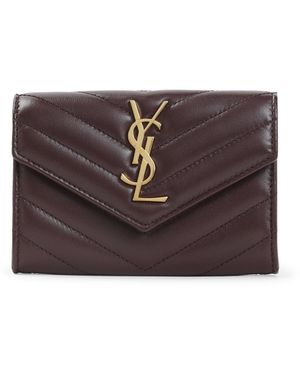 Saint Laurent Envelope Lamb Leather Credit Card Case-Donna - Marrone