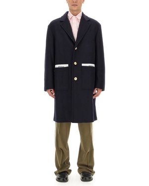 Palm Angels Sartorial Tape Wool-blend Coat - Blue