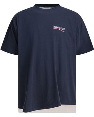 Balenciaga Political Campaign T-Shirts Blu-Uomo