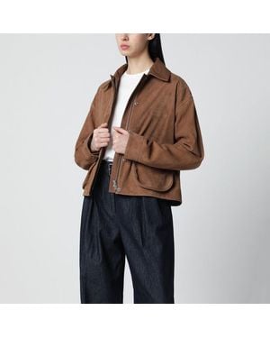Halfboy Short Mocha Suede Leather Jacket - Brown