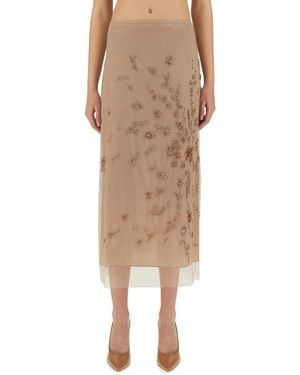 Fendi Tulle Skirt With Embroidery - Natural