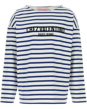 Valentino Garavani Embroidered Cotton T-Shirt - Blue