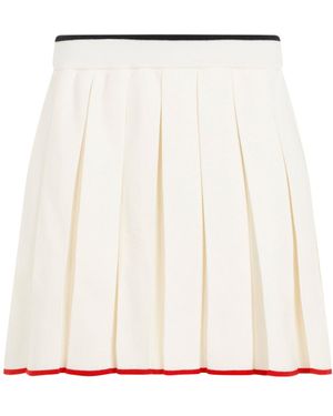 Thom Browne Virgin Wool Full Needle Stitch Mini Pleated Skirt-Donna - Bianco