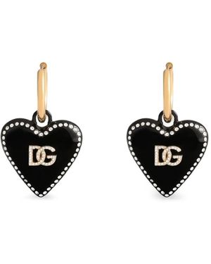 【関税＆送料込み】Dolce & Gabbana Heart Pendant Earrings DOLCE & GABBANA Earrings Silver Heart Bow Rhinestones Dangle