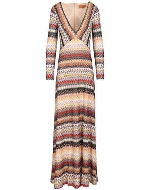 Missoni Long Dress With Multicoloured V-Neck