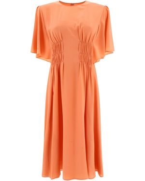 Chloé Wing-Sleeve Flared Dress - Orange