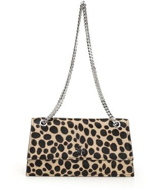 Tory Burch Kira Turnlock Haircalf Shoulder Bag Crossbody Bags Animalier - Metallic