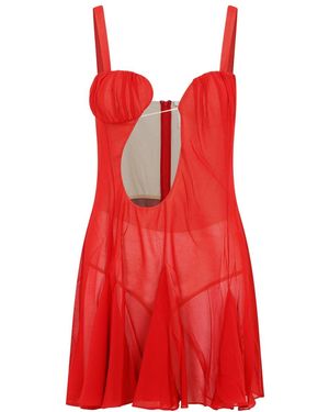Nensi Dojaka Silk Panel Godet Mini Dress - Red