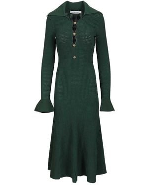 Self-Portrait Green Keyhole Knit Midi Dress Dresses Green