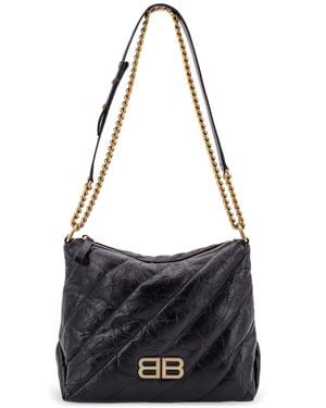 Balenciaga Crush Hobo S Leather Bag - Black