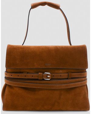 Moschino Leather Suede Top Handle Bag - Brown