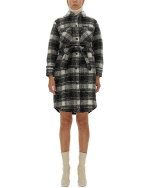 Woolrich CAPPOTTO IN MISTO LANA CON STAMPA CHECK - Nero