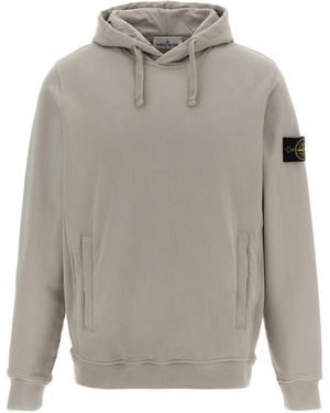 Stone Island Logo Badge Hoodie Sweatshirt Beige - Grey