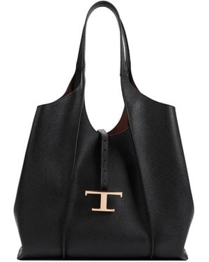 Tod's Grained Leather T Timeless Bag-Donna - Nero
