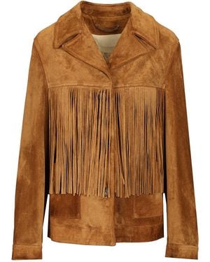 Golden Goose Suede Jacket With Fringes Jackets Brown
