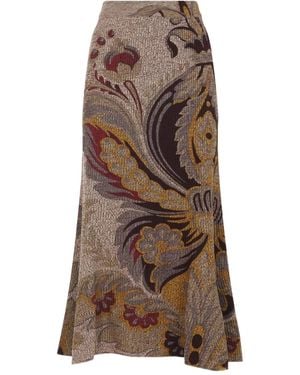 Etro Midi Trumpet Knit Skirt - Brown