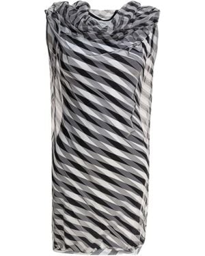 Max Mara Cowl-Neck Striped Dress - Gray
