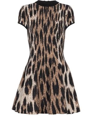 Balmain Leopard Jacquard-Effect Dress - Black