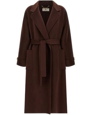 Elisabetta Franchi Dressing Gown Coat Coats And Trench Coats - Brown