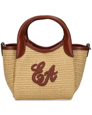 Emporio Armani Small Straw Tote Bag - Brown