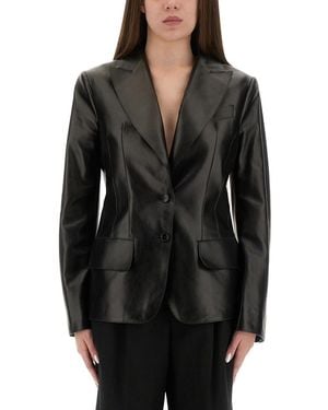 Tom Ford Fitted Lamb Leather Jacket With Spear Lapels - Black