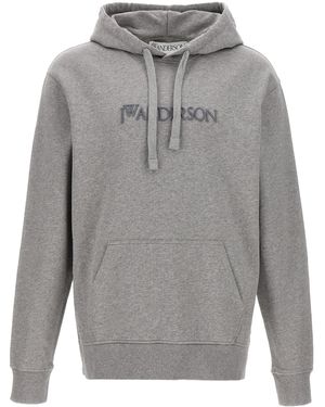 JW Anderson Hoodie With Embroidery Felpe Grigio-Uomo
