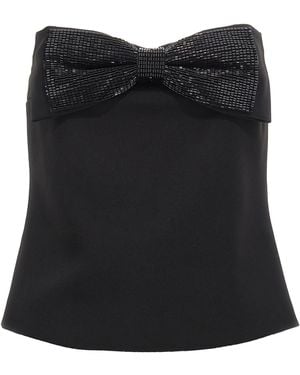 Self-Portrait Crepe Bandeau Top Nero-Donna
