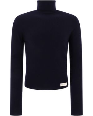 Balmain Maglione Con Logo Patch - Blu