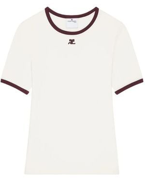Courreges T-Shirt Heritage Con Bordi A Contrasto - White
