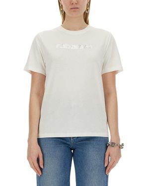 Rabanne T-Shirt With Logo-Donna - Bianco