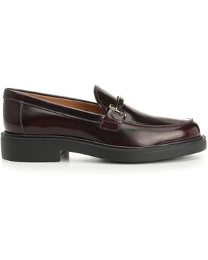 Tod's Gomma 20l Barretta Attacchi Scarpe Basse Bordeaux - Grey