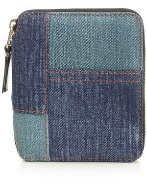 Comme des Garçons Patchwork Leather Denim Effect Zip Around Wallet Wallets - Blue