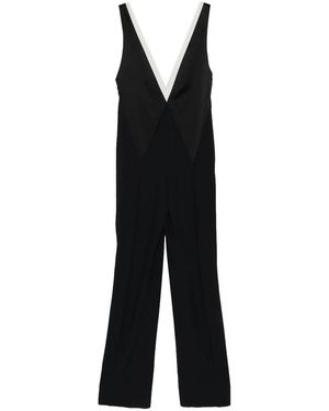 Tom Ford Contrast V-Neck Jumpsuit - Black