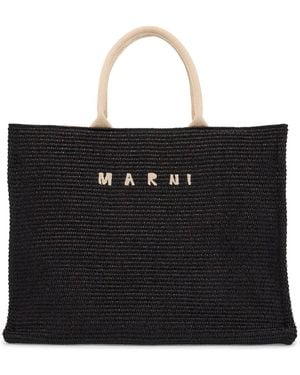 Marni Borsa Tote Grande Effetto Rafia - Black