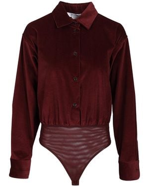 Max Mara Velvet Shirt Bodysuit - Red
