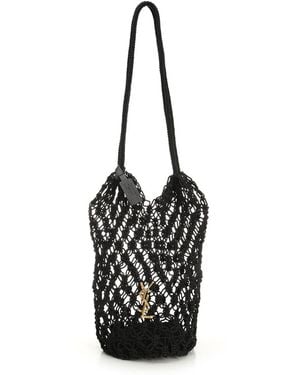 Saint Laurent Crochet Hobo Bag Shoulder Bags - Black