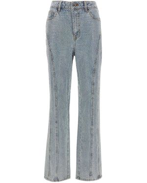 Self-Portrait Rhinstone Denim Jeans Blu-Donna