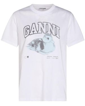 Ganni T-shirts And Polos Light And Natural - White