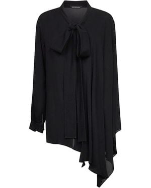 Balenciaga Silk Shirt With Bow - Black