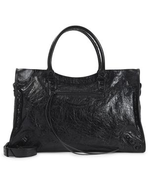 Balenciaga Le City L Leather Shoulder Bag-Uomo - Nero