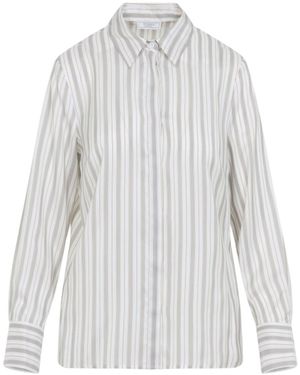 Peserico Opal Silk Striped Shirt-Donna - Bianco