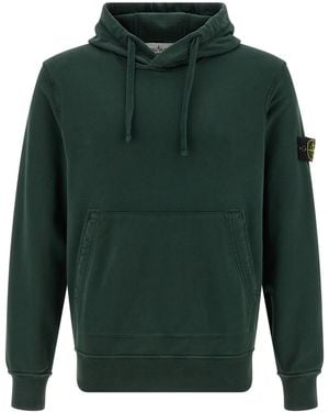 Stone Island Logo Badge Hoodie Sweatshirt Green