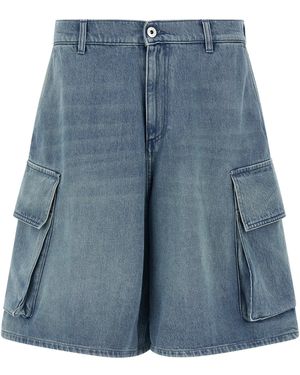 JW Anderson Delavé Wide-Leg Cotton Denim Bermuda Shorts - Blue