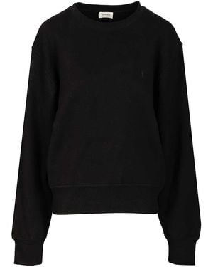 Saint Laurent Cassandre Cotton Sweatshirt Sweatshirts Black
