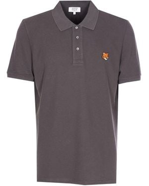 Maison Kitsuné Fox Head Cotton Polo Shirt - Gray